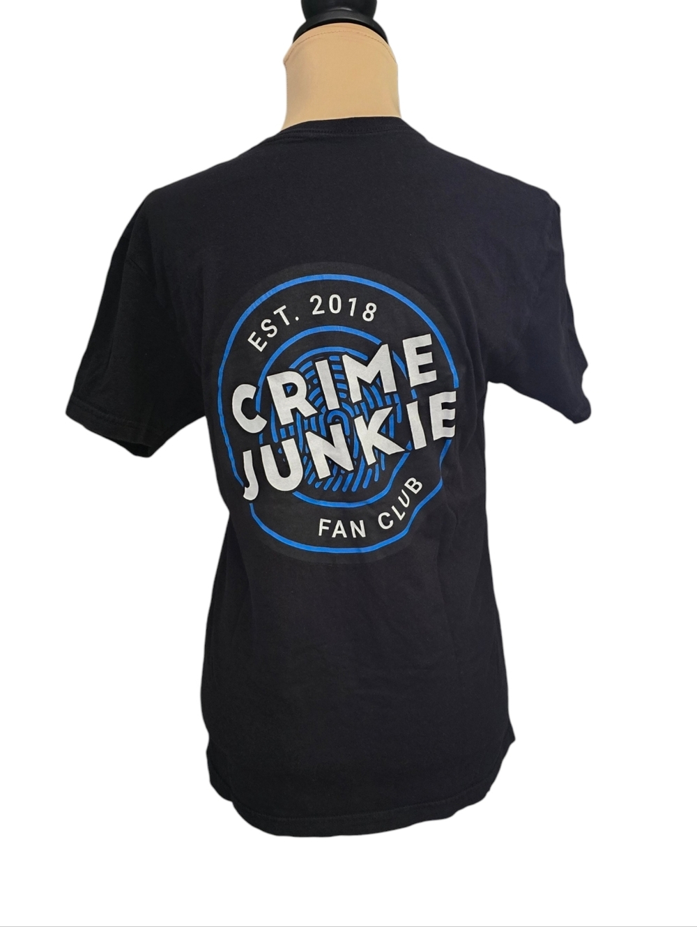Crime Junkie Fan Club Black Blue And White T-shirt With Front Pocket - Picture 8 of 8